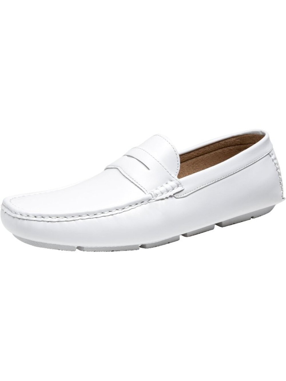 Jousen Men's White Closed Toe Classic Lightweight Moccasins Penny Loafers